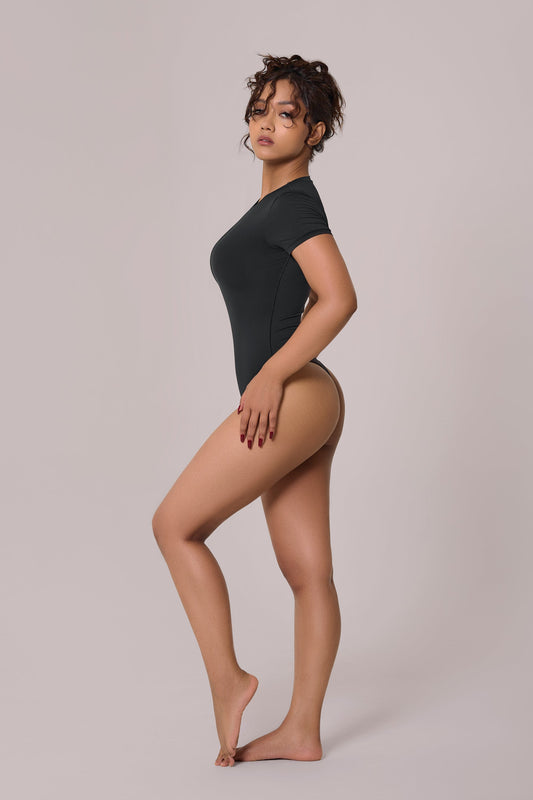 Cap Sleeves Bare Bodysuit