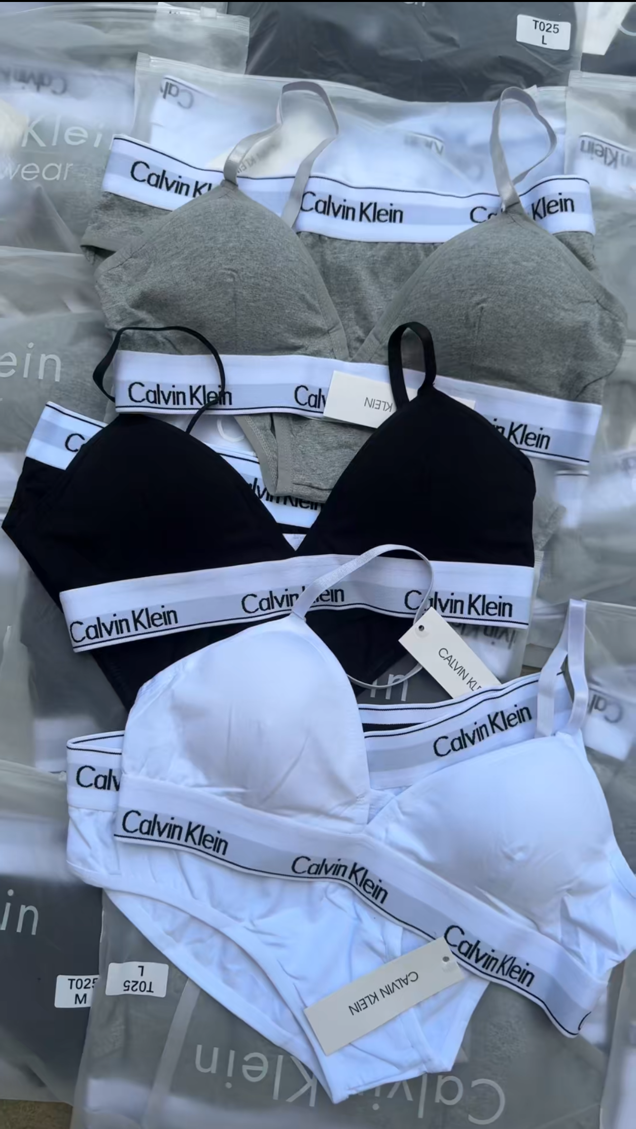 Pack of 3 CK UNDERWEAR  Bikini Bra Briefs set